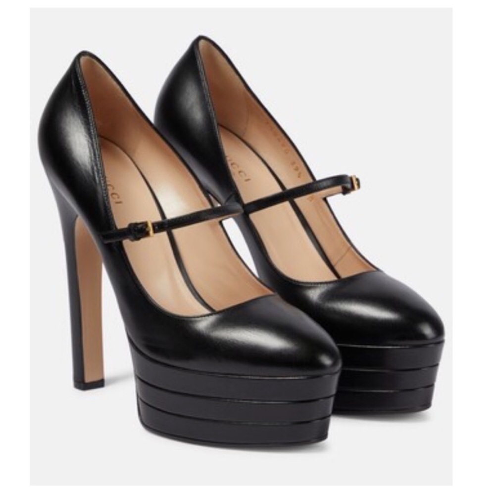 NEW Gucci Black Platform High Heel Mary Jane Pumps